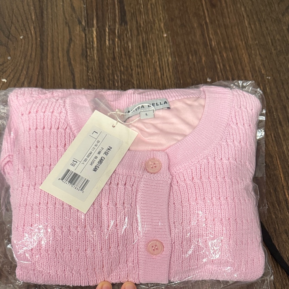 Sierra Bella Pink Button-Front Knit Cardigan